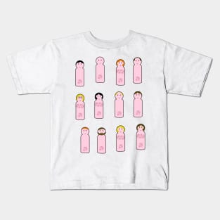 streaking peg people Kids T-Shirt